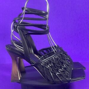 Sam Edelman Woven Black Ankle Strap Candice Sandals Women's Shoe Size 7-NEW